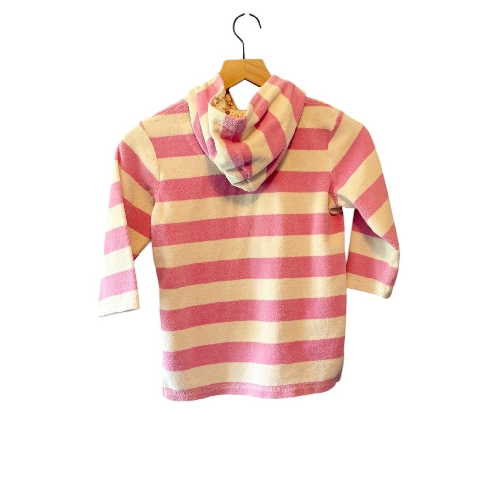 Mini Boden Girls Pink Striped Terry Cloth Ice Cream Cupcake Toweling Hoodie 5-6Y - Picture 5 of 6